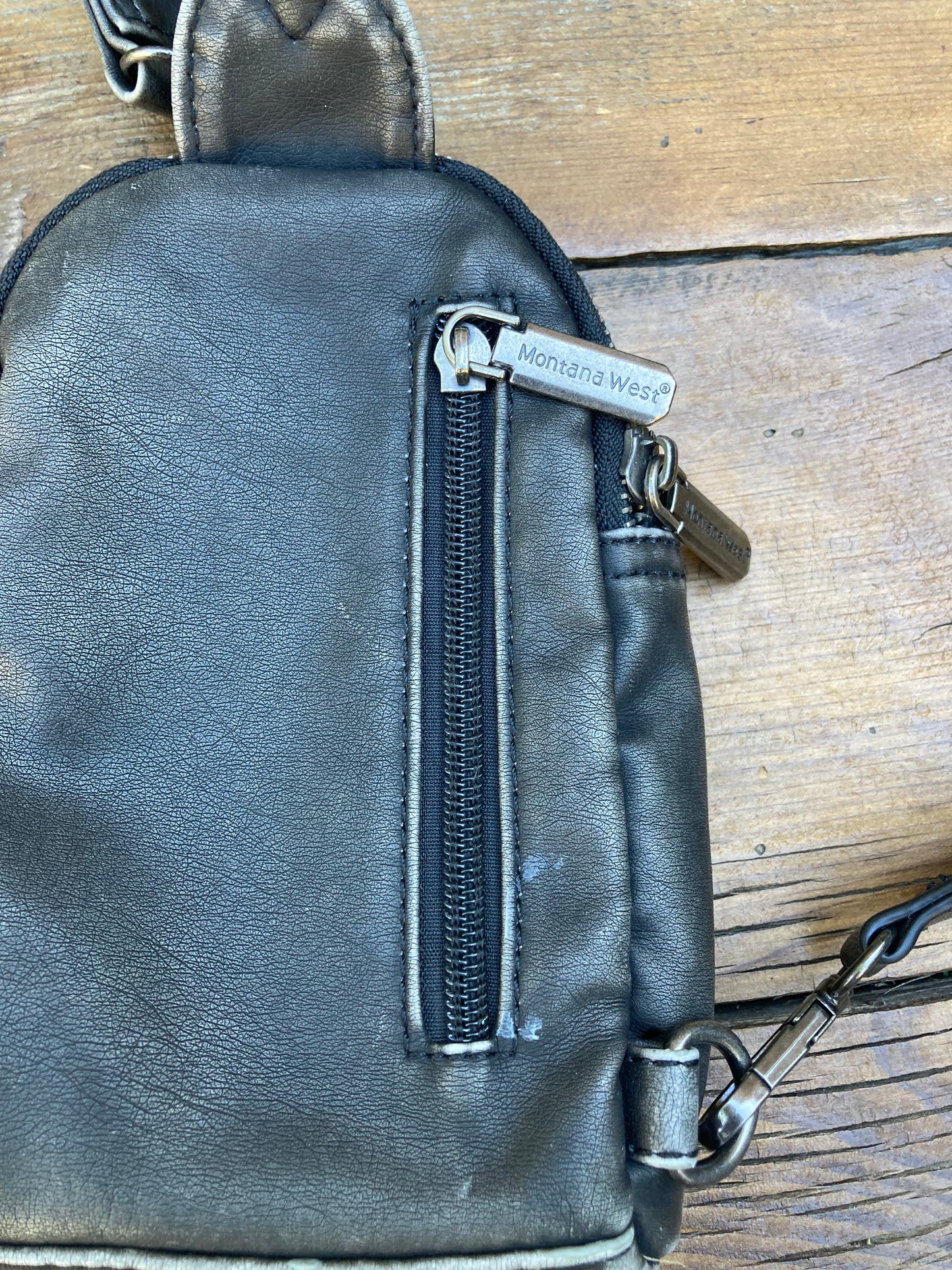 Small sling crossbody bag - silver & pink