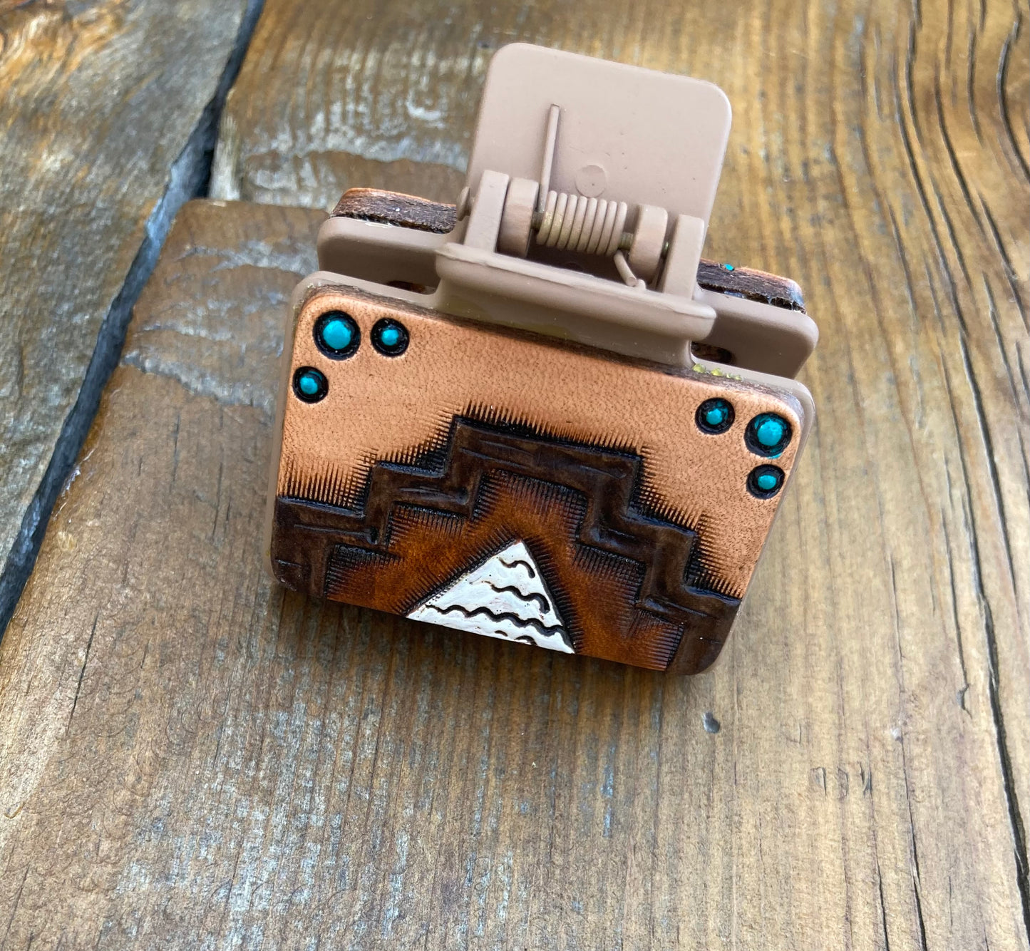 2” Hair clip/Claw clip with Aztec tooling