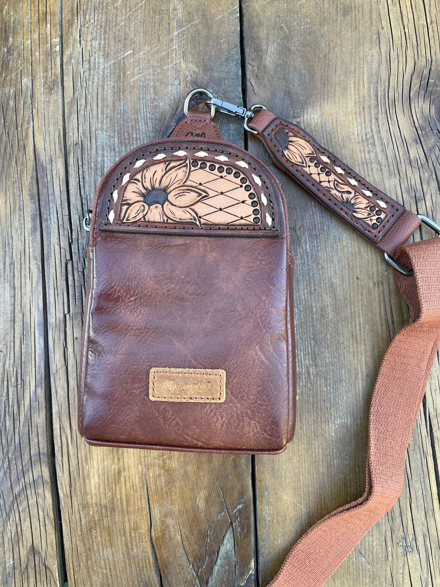 Small sling crossbody bag - brown with