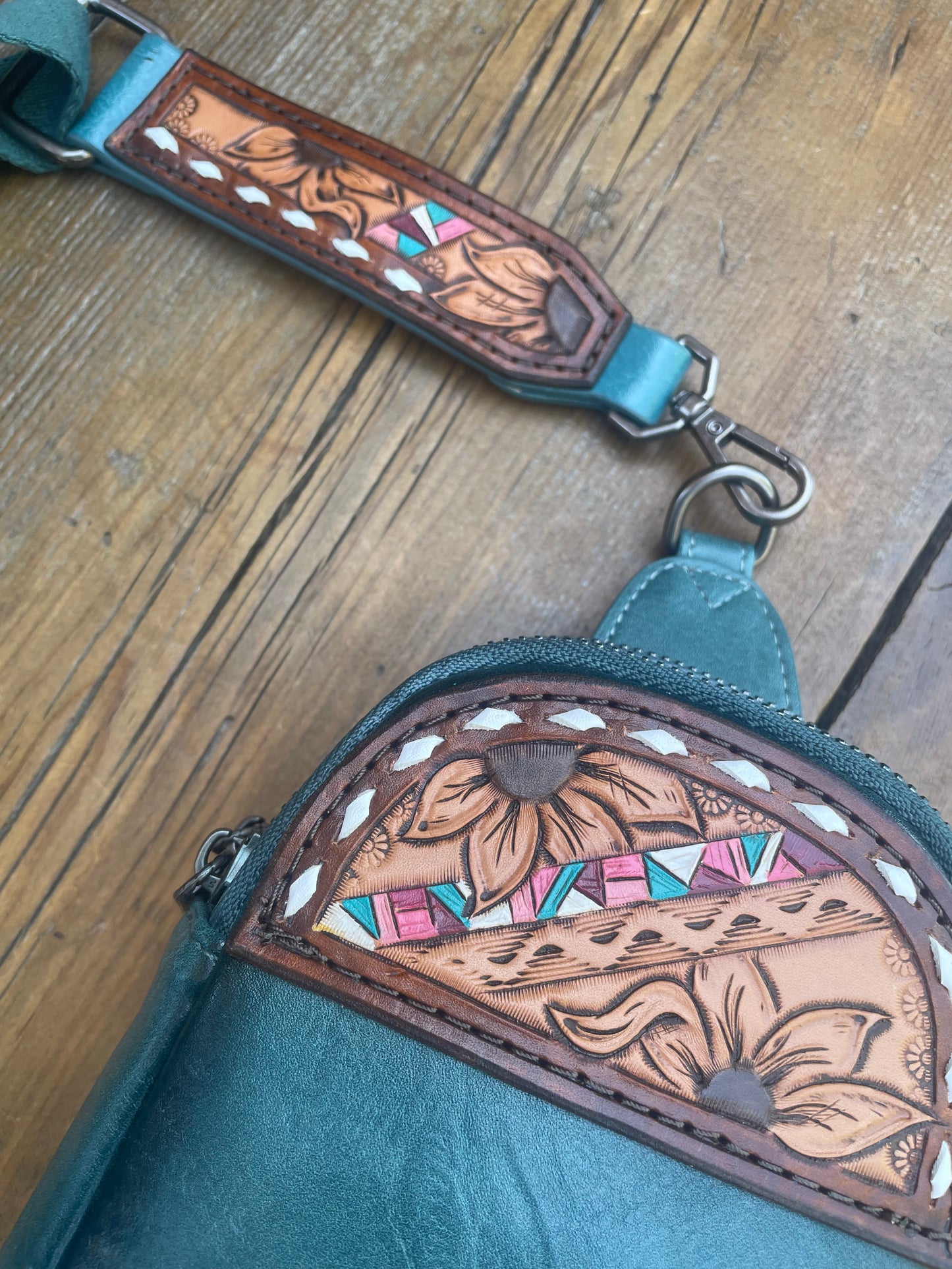 Small sling crossbody bag - turquoise