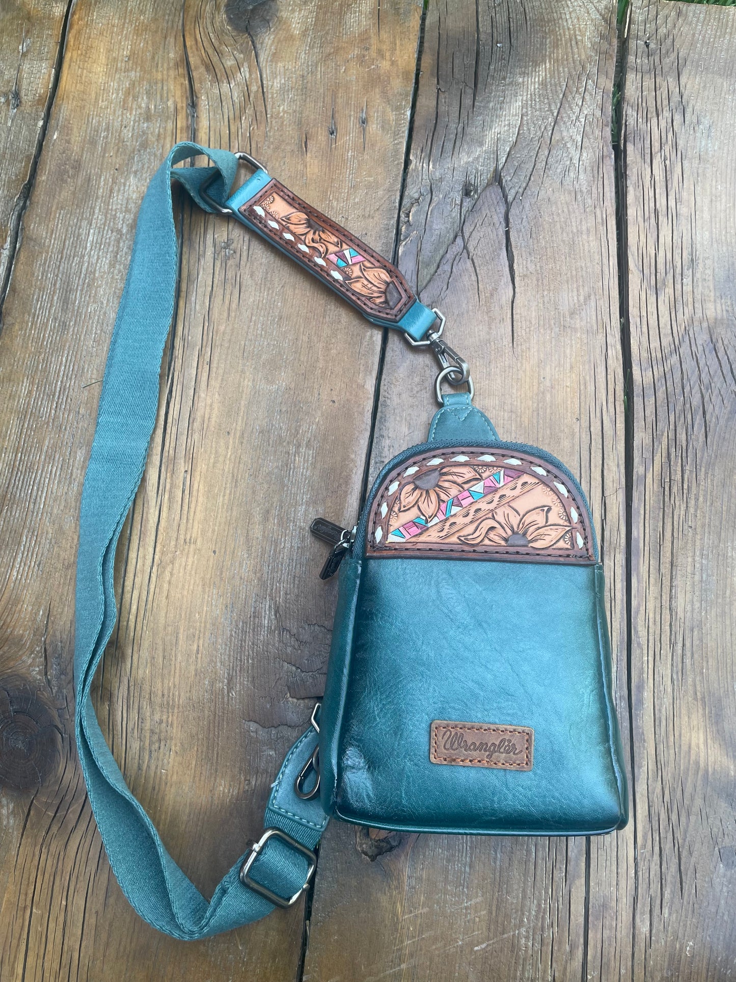 Small sling crossbody bag - turquoise