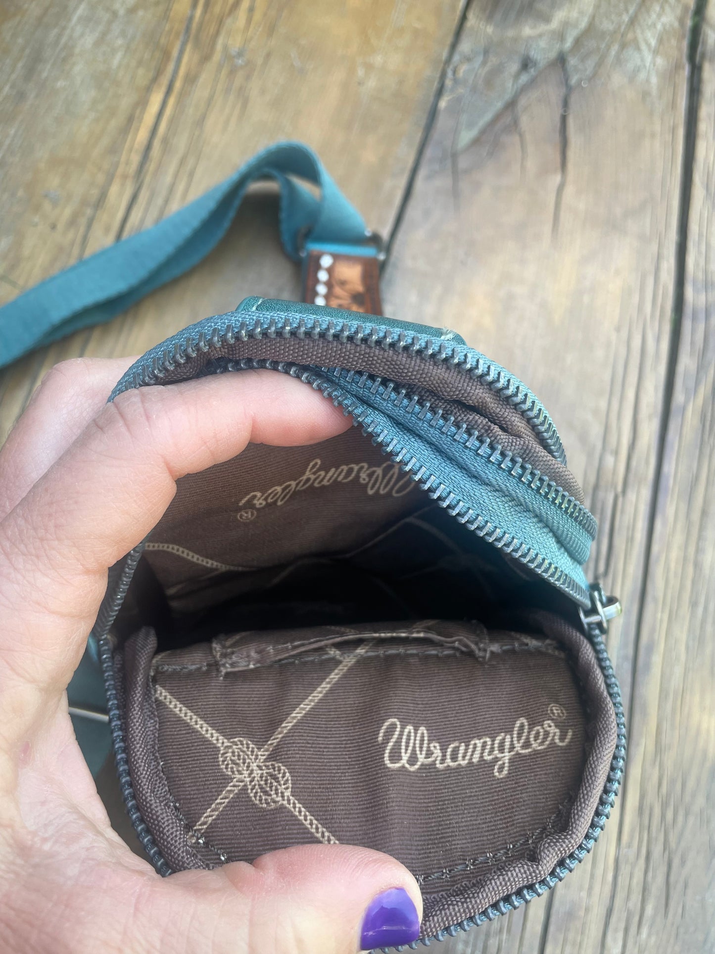 Small sling crossbody bag - turquoise