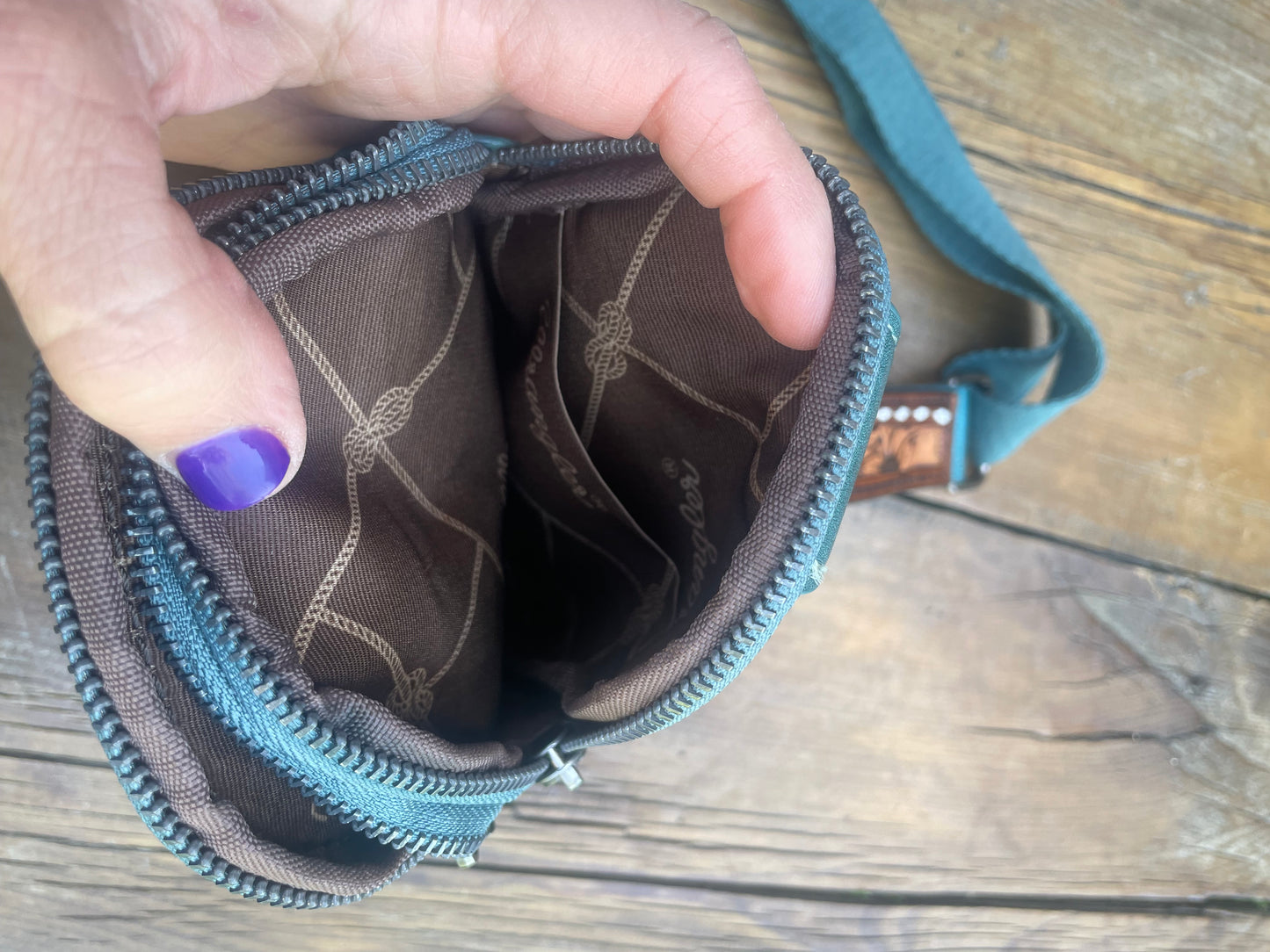 Small sling crossbody bag - turquoise