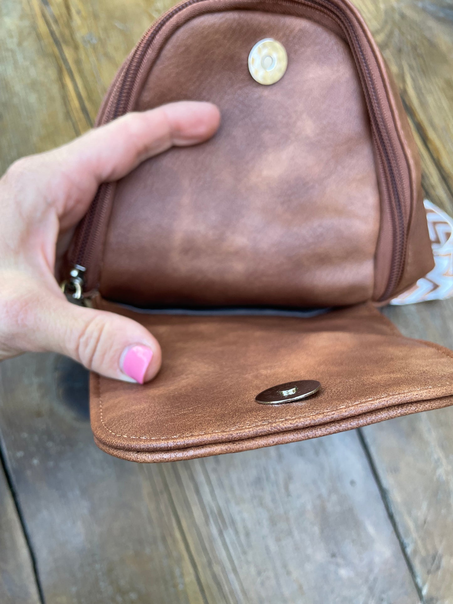 Sling crossbody bag - brown floral