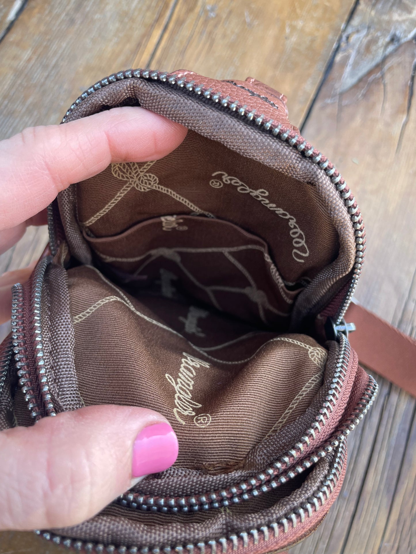 Small sling crossbody bag - brown with