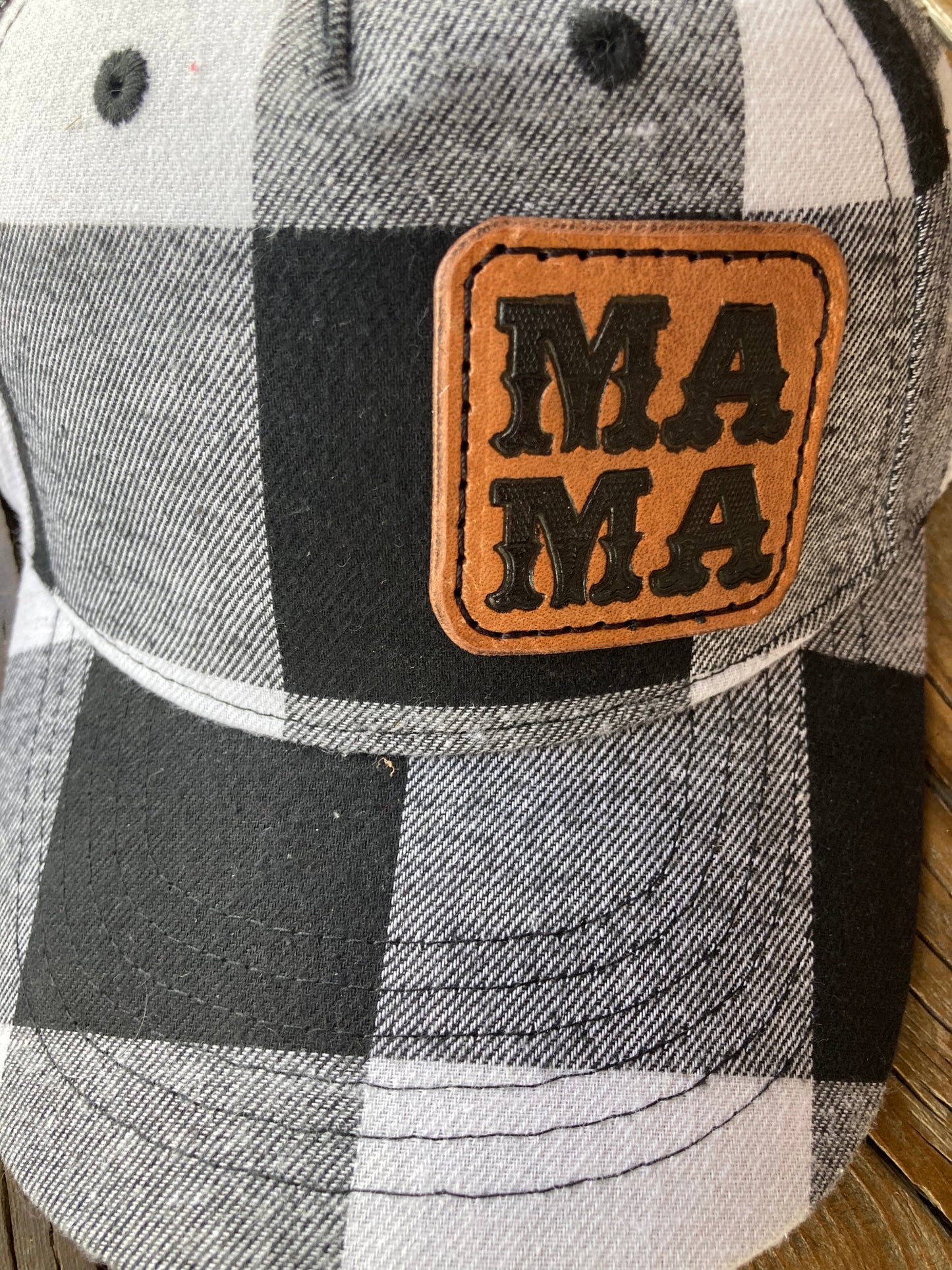 Mama ball cap - black plaid