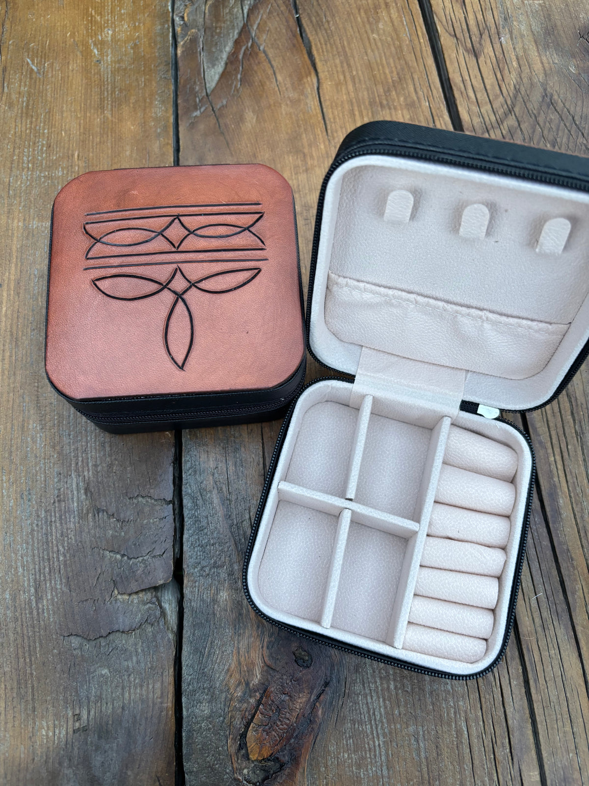 Mini Travel Jewelry Box boot stitch