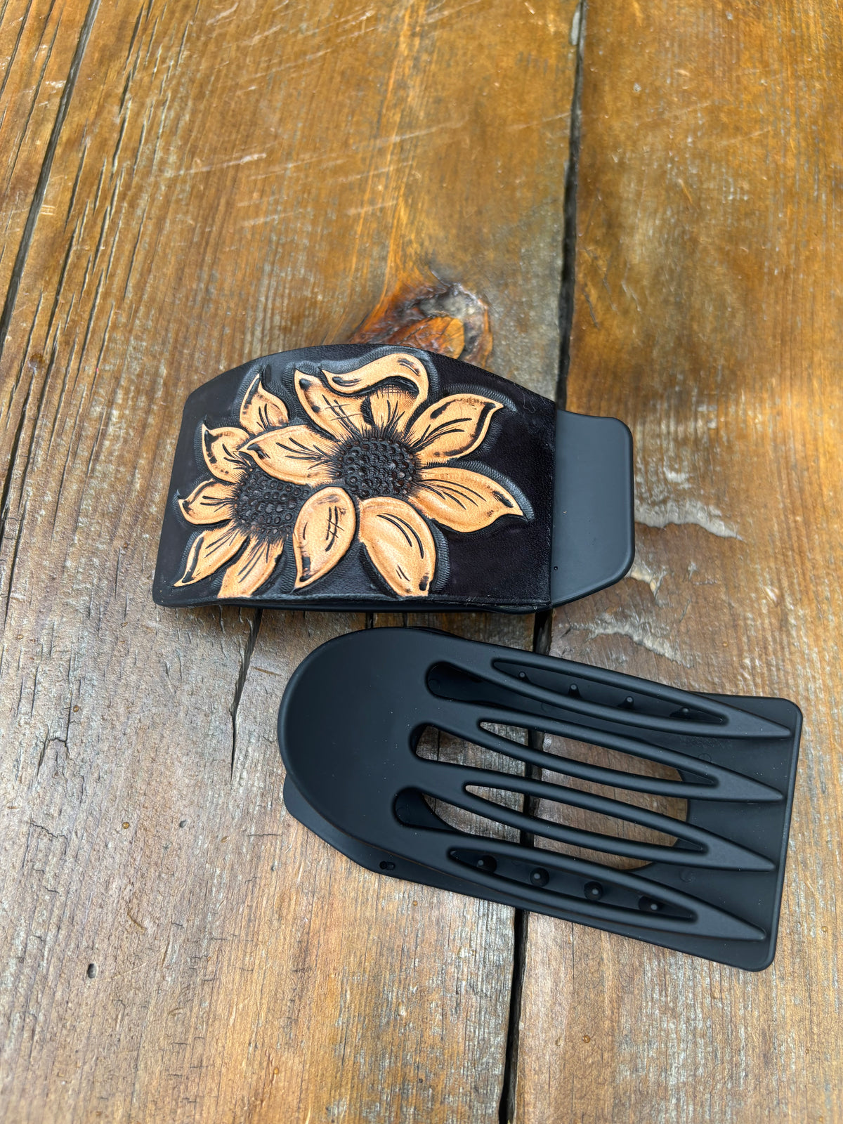 Rectangle claw clip black background 2 flower
