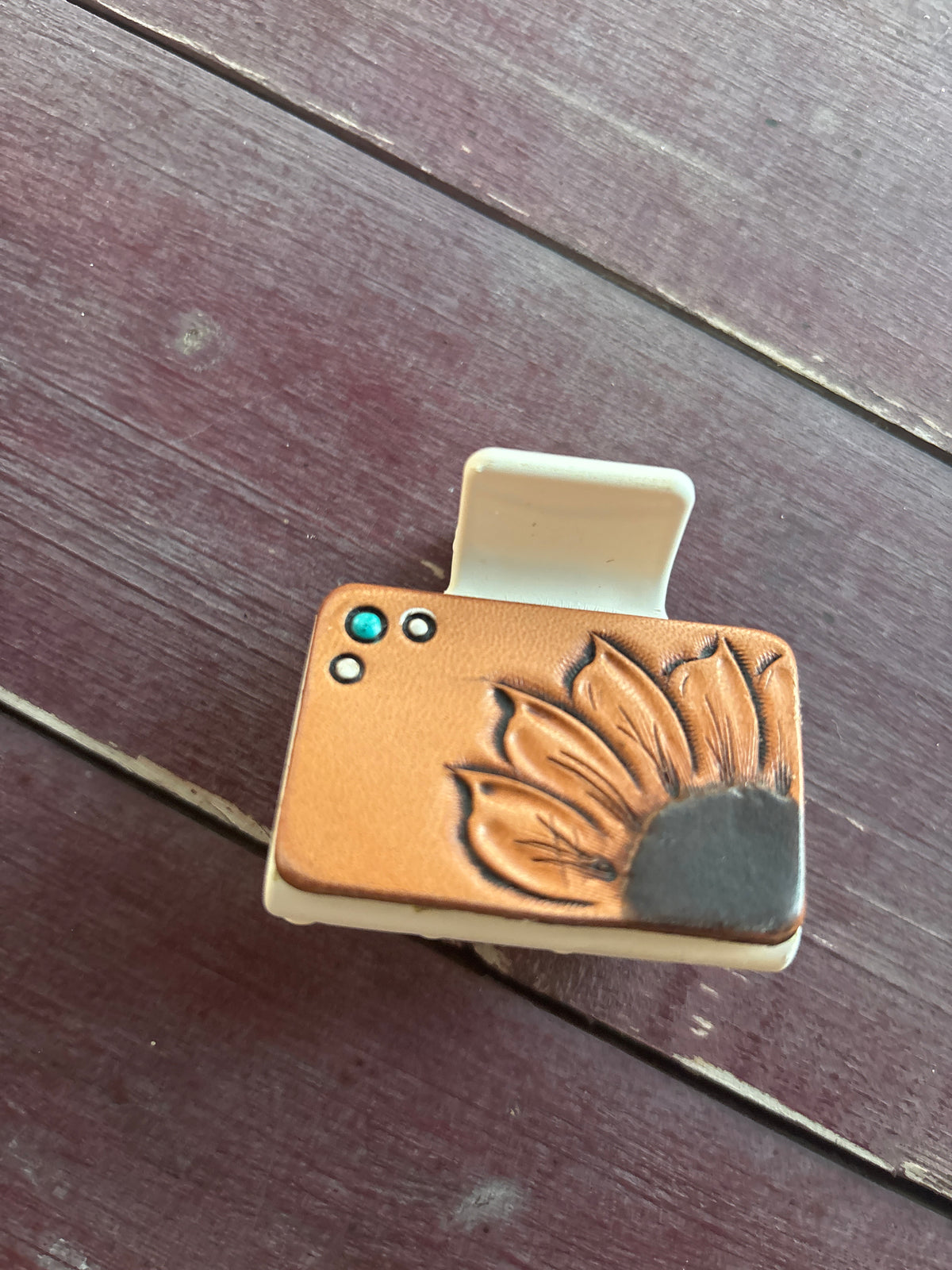 2” Hair clip/Claw sunflower and dots