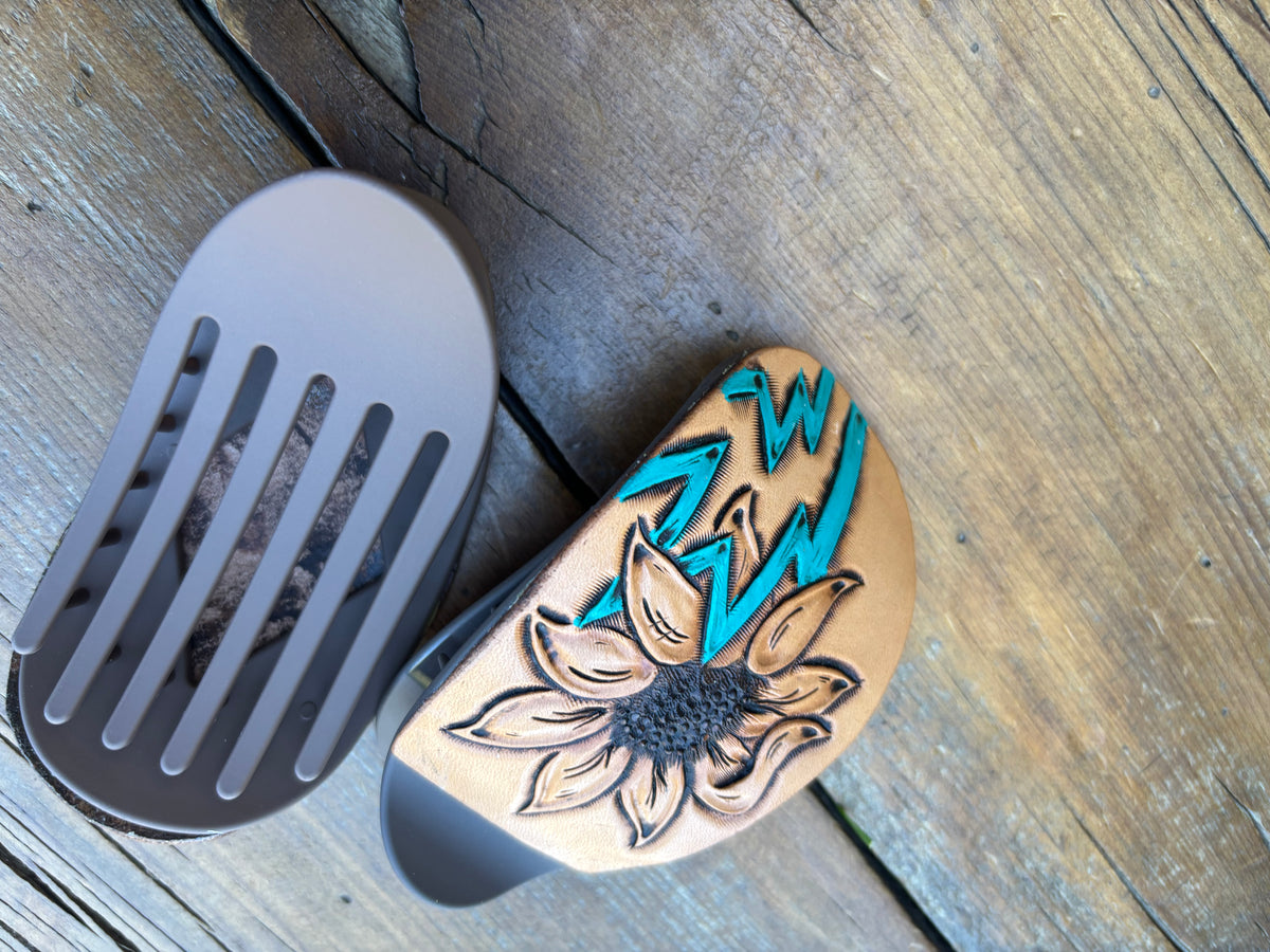 Oval claw clip sunflower/aztec
