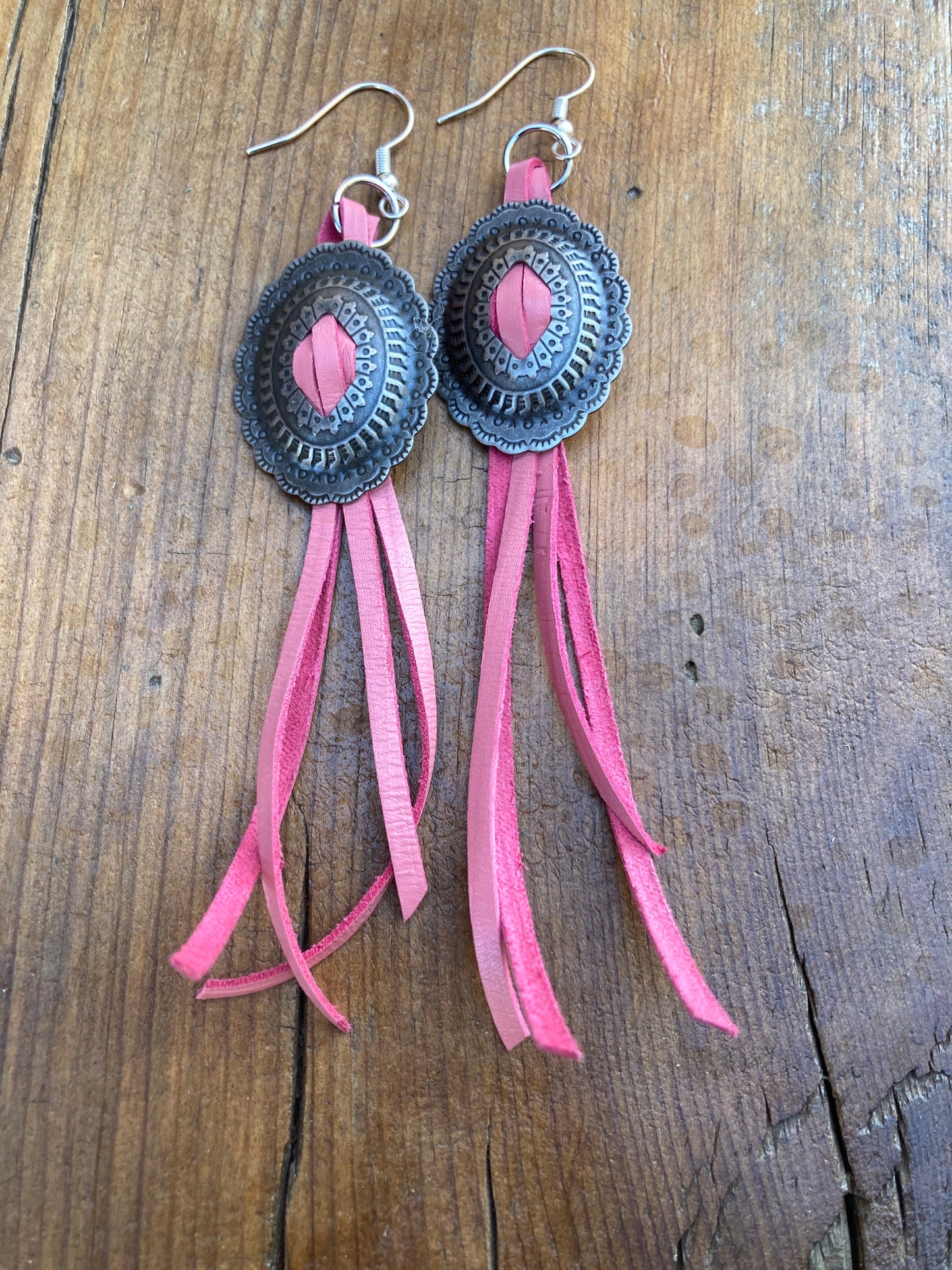 Earrings - concho pink