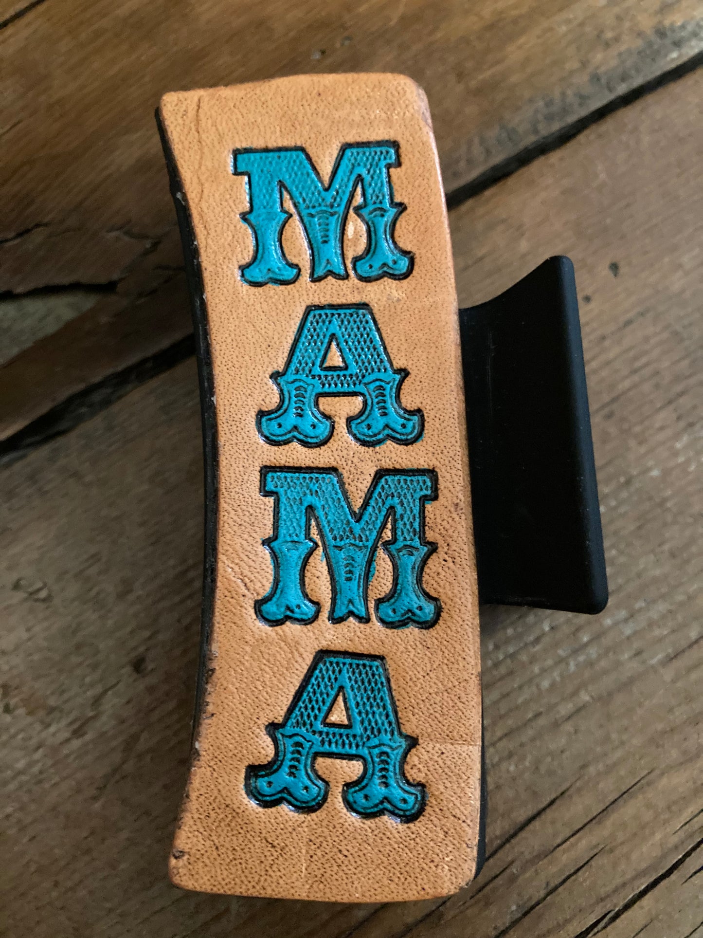 4” Hair clip/Claw clip “Mama” turquoise