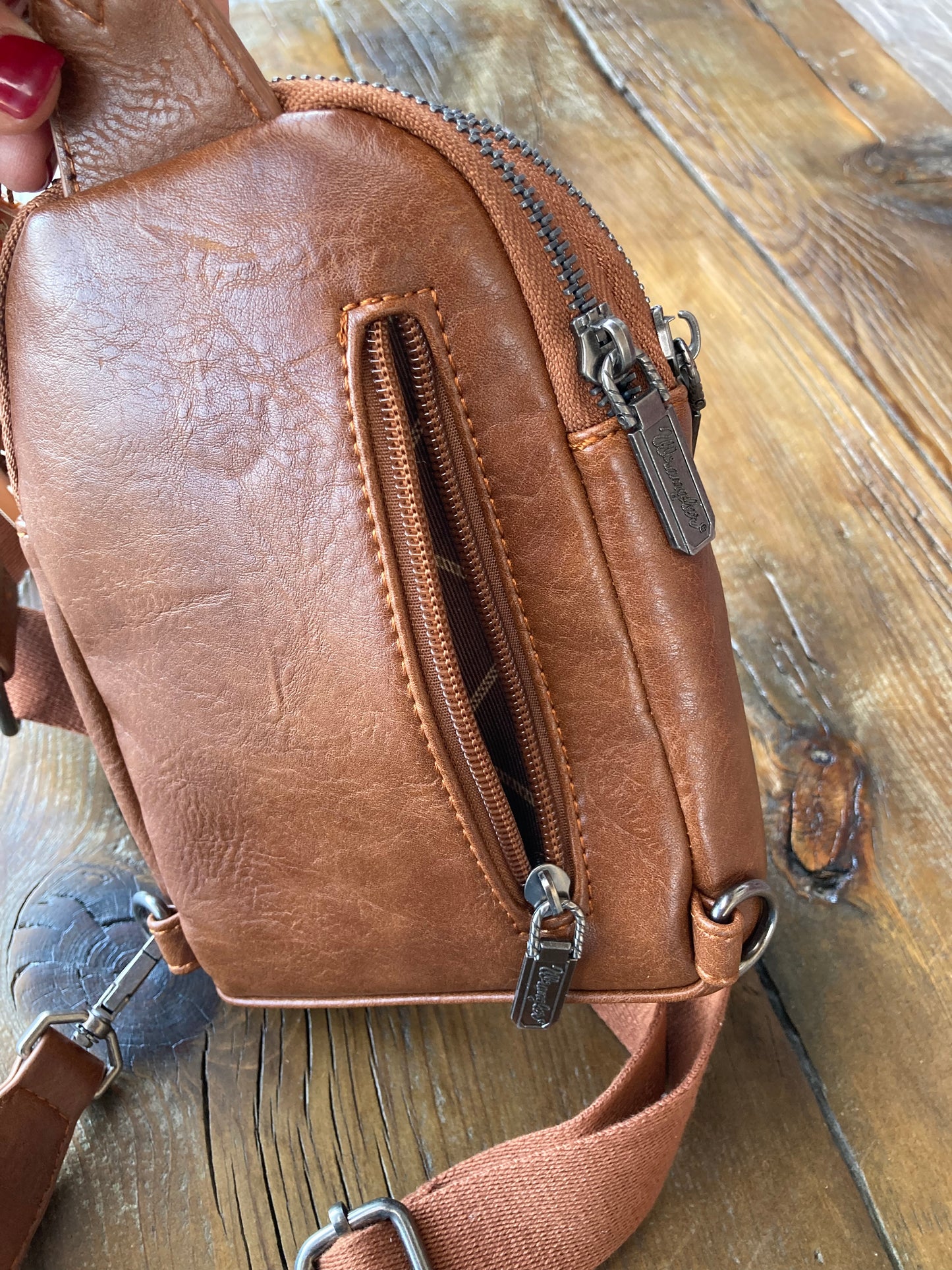 Small sling crossbody bag - brown