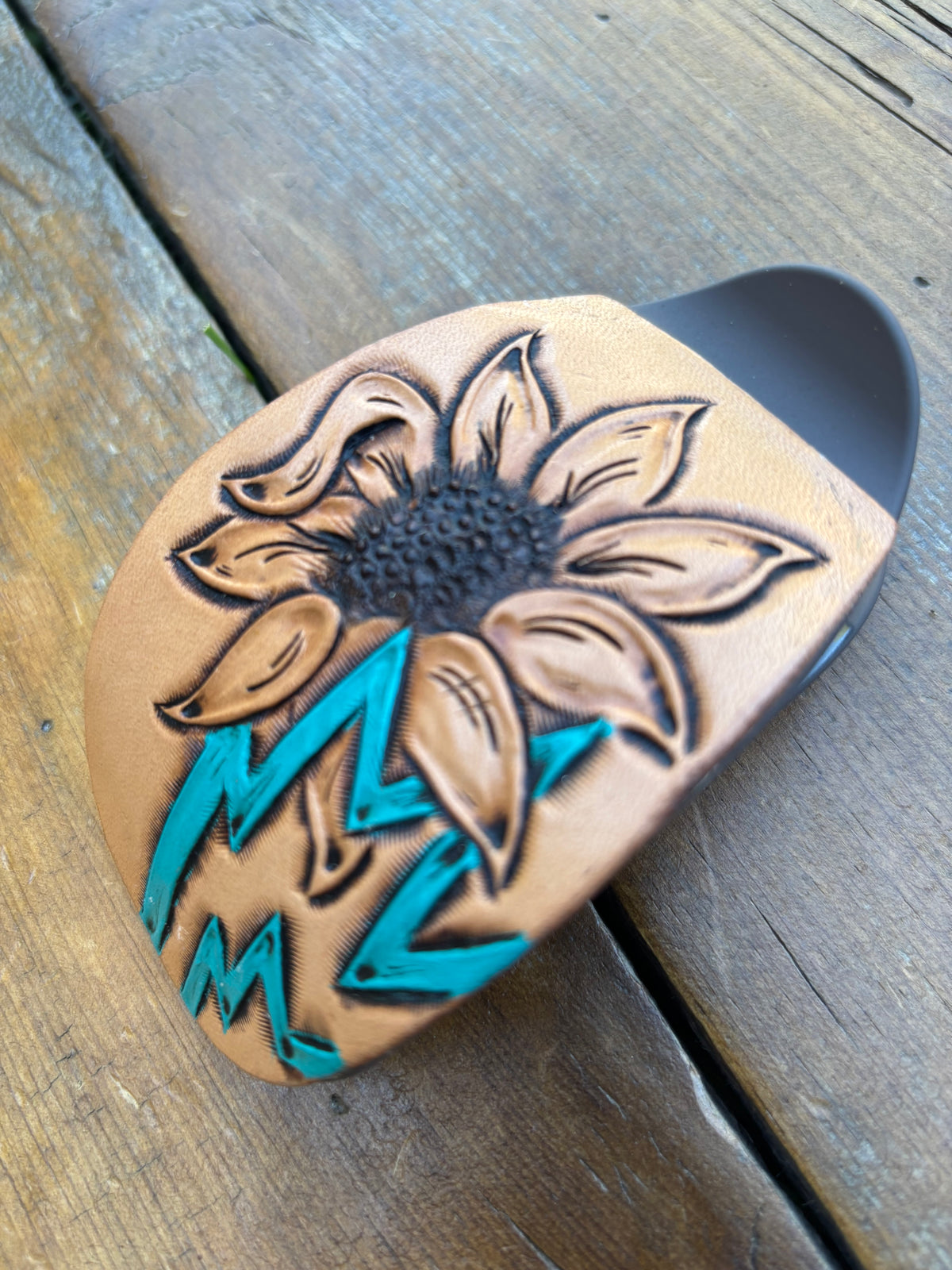 Oval claw clip sunflower/aztec