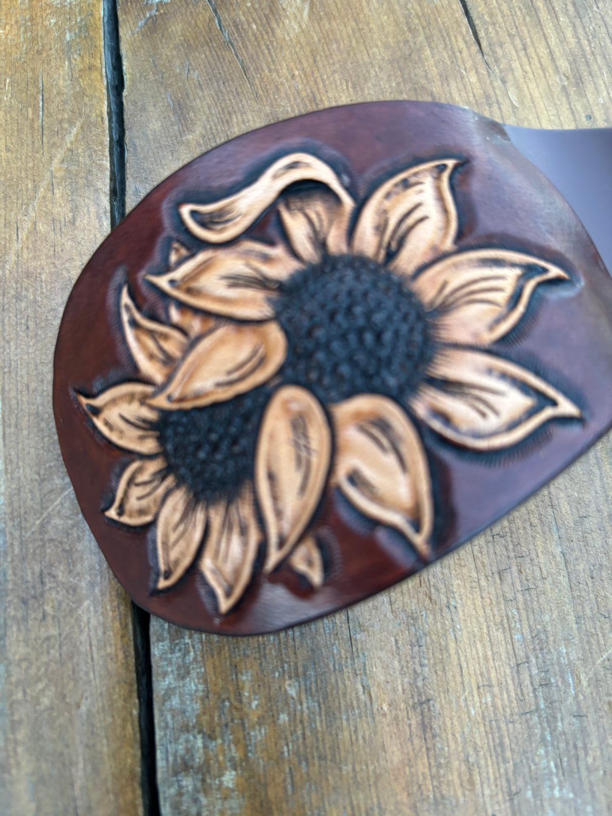 Oval claw clip brown background