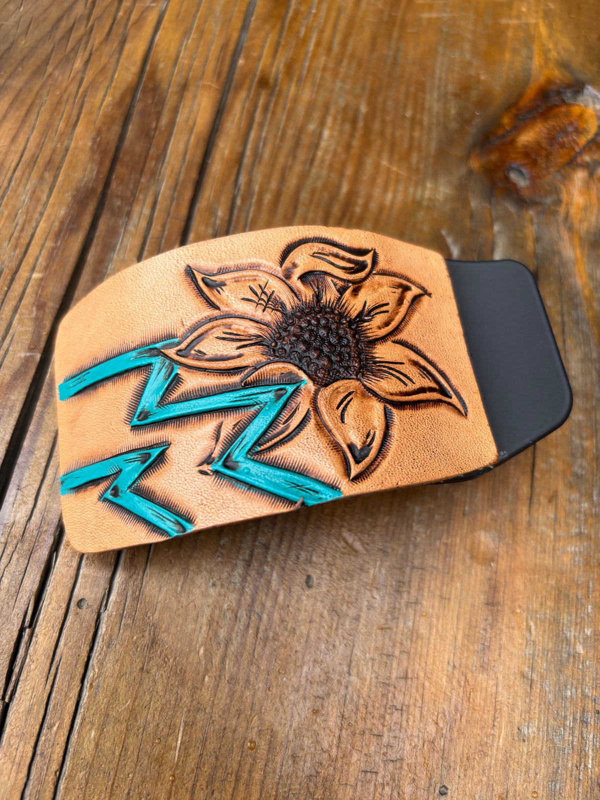 Rectangle claw clip flower turquoise Aztec