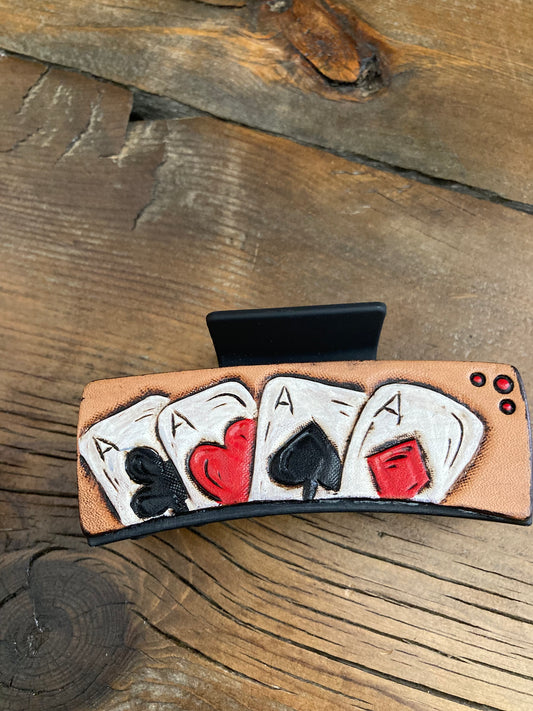 4” Hair clip/Claw clip/ace playing cards