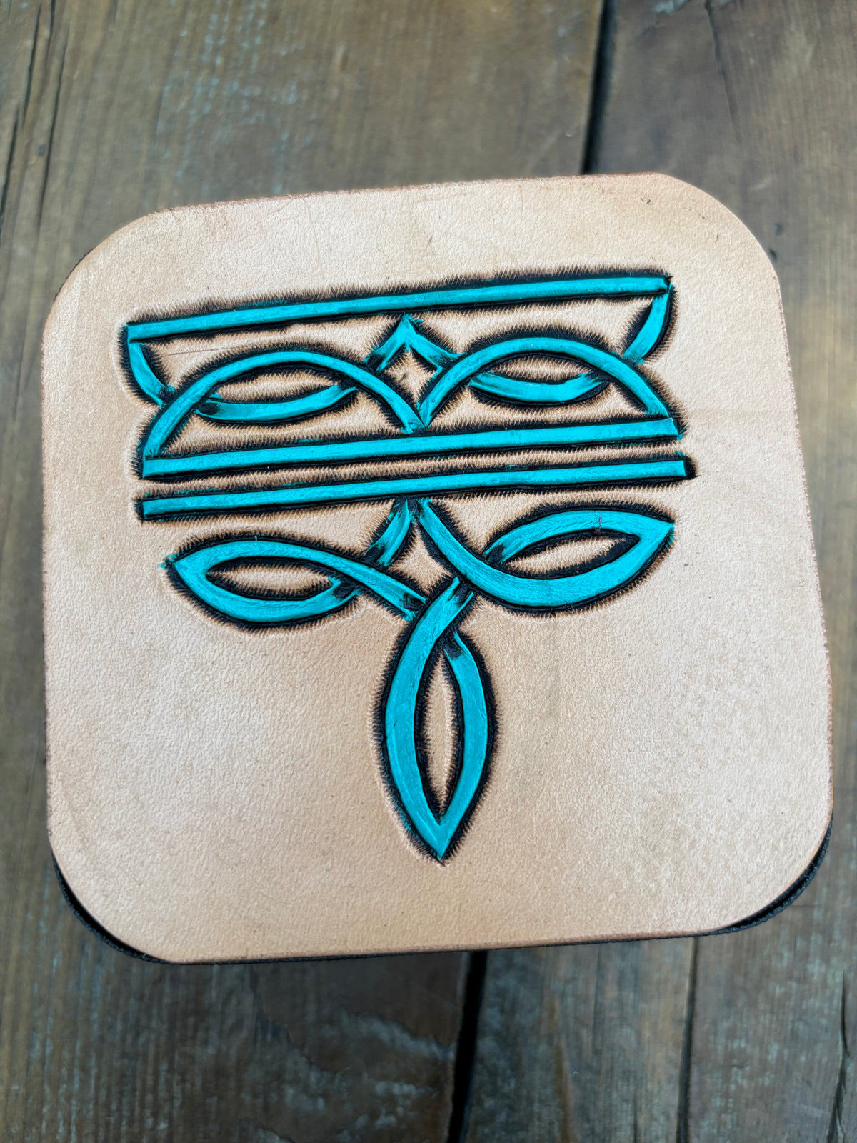 Mini Travel Jewelry turquoise Box boot stitch
