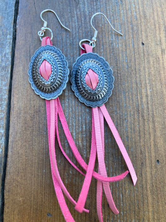 Earrings - concho pink