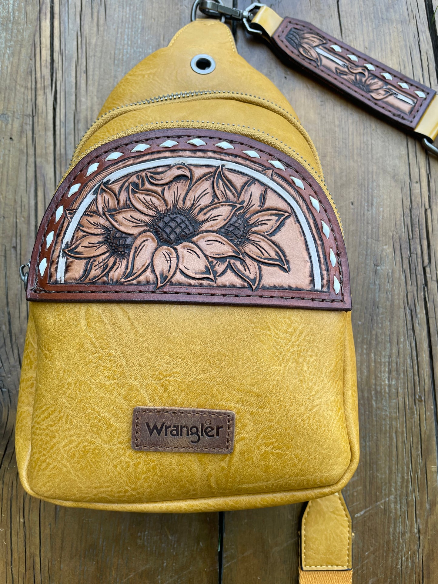 Sling crossbody bag - yellow sunflowers