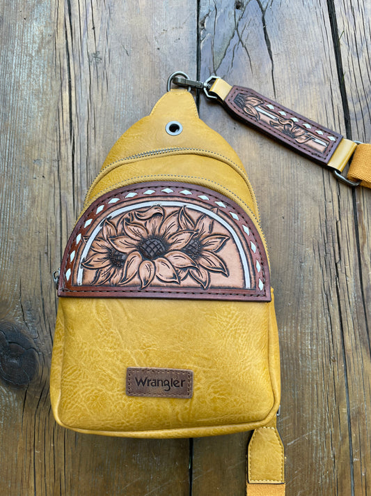 Sling crossbody bag - yellow sunflowers