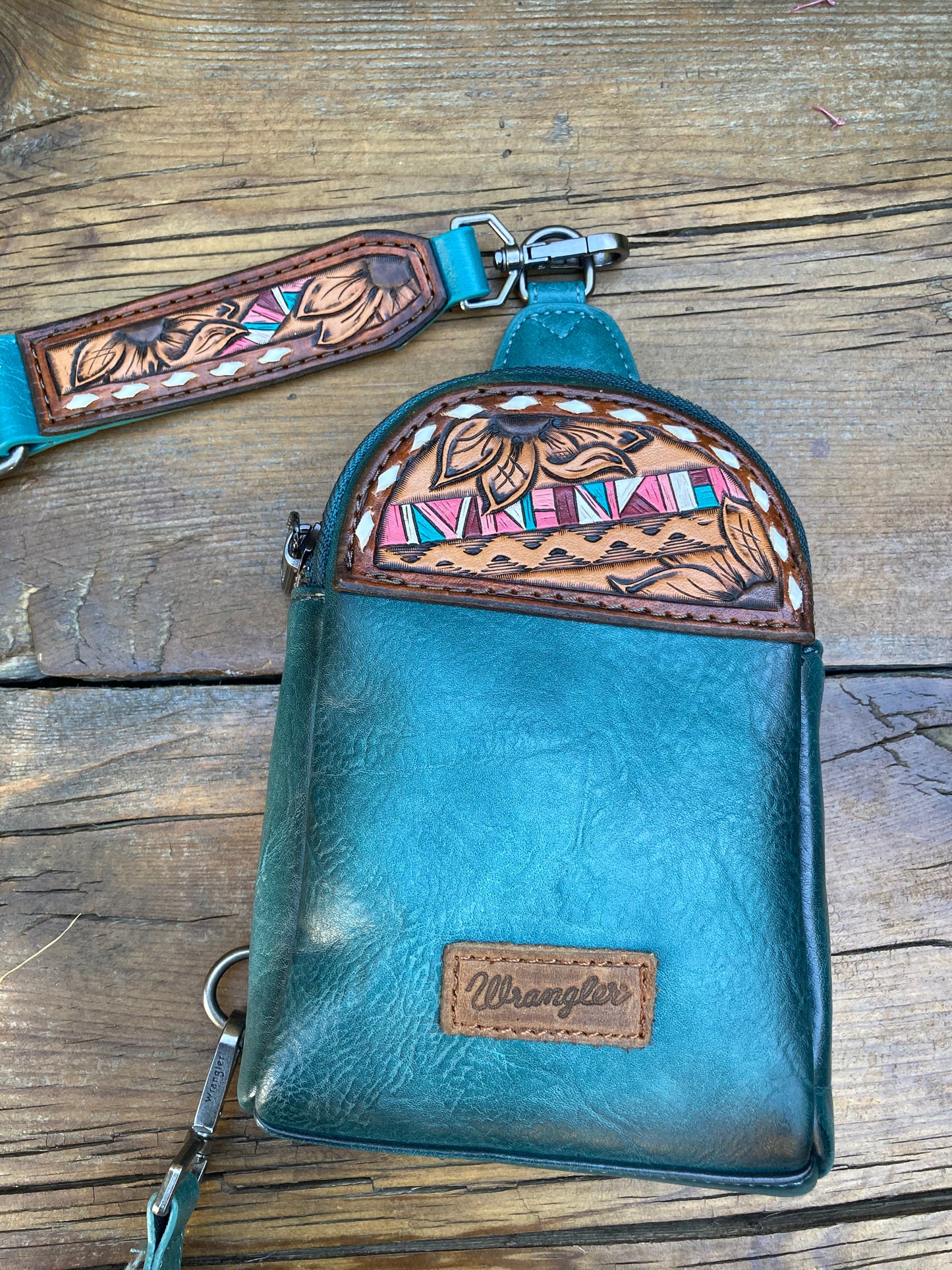 Small sling crossbody bag - turquoise