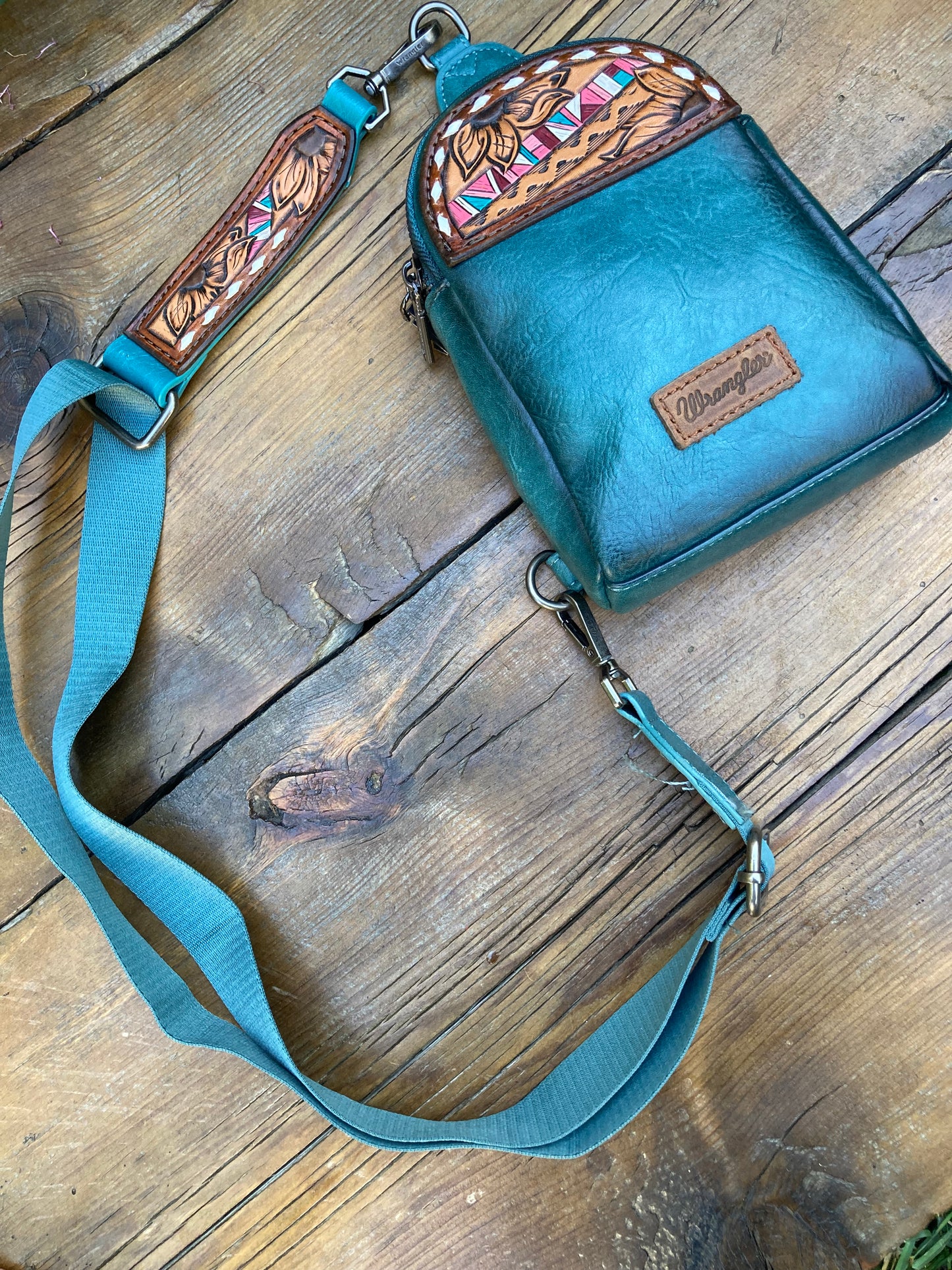 Small sling crossbody bag - turquoise