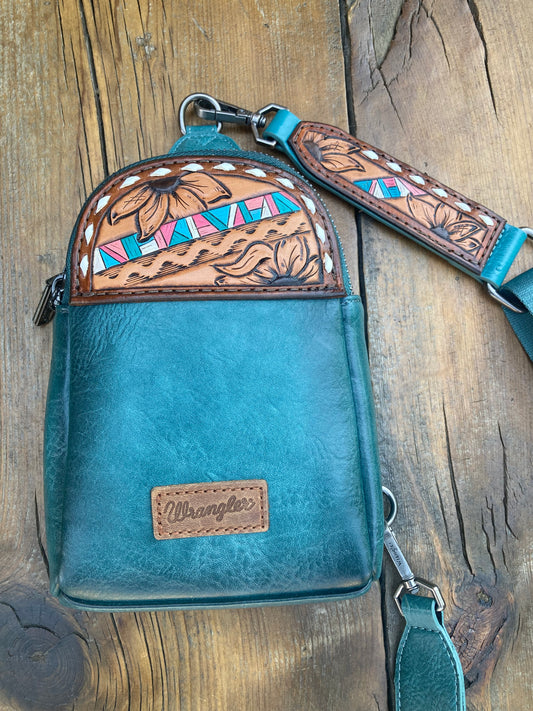 Small sling crossbody bag - turquoise