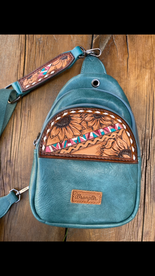 Sling crossbody bag/purse - turquoise