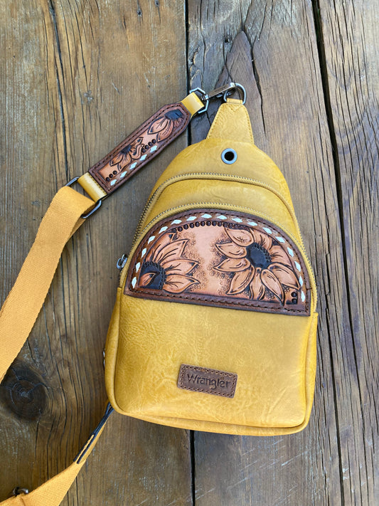 Sling crossbody bag - yellow sunflowers