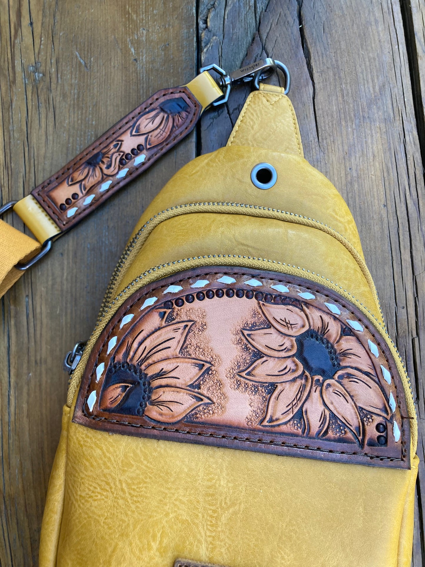 Sling crossbody bag - yellow sunflowers