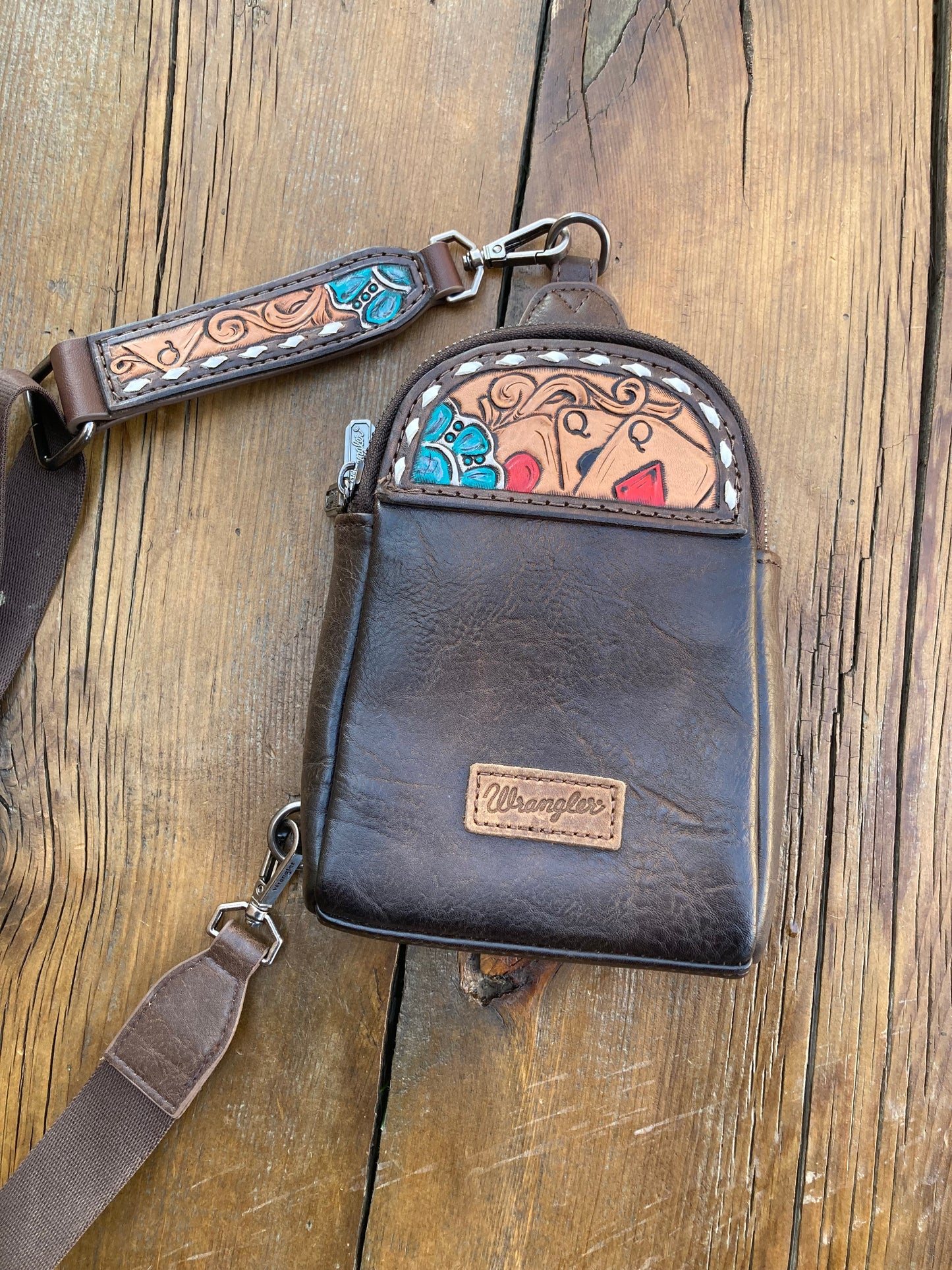 Small sling crossbody bag - brown