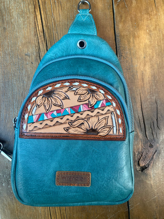 Sling crossbody bag/purse - turquoise