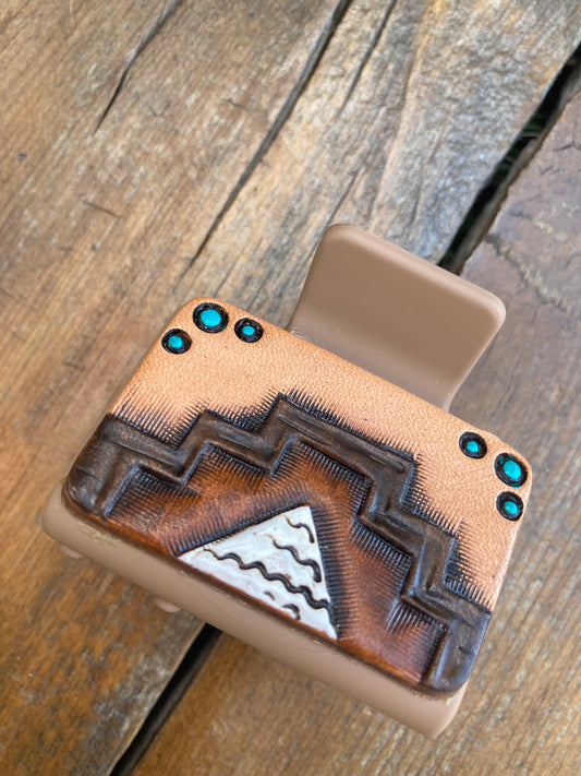 2” Hair clip/Claw clip with Aztec tooling