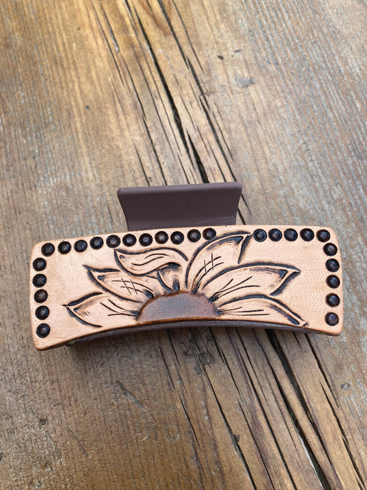 4” Hair clip/Claw clip with sunflowers and dots