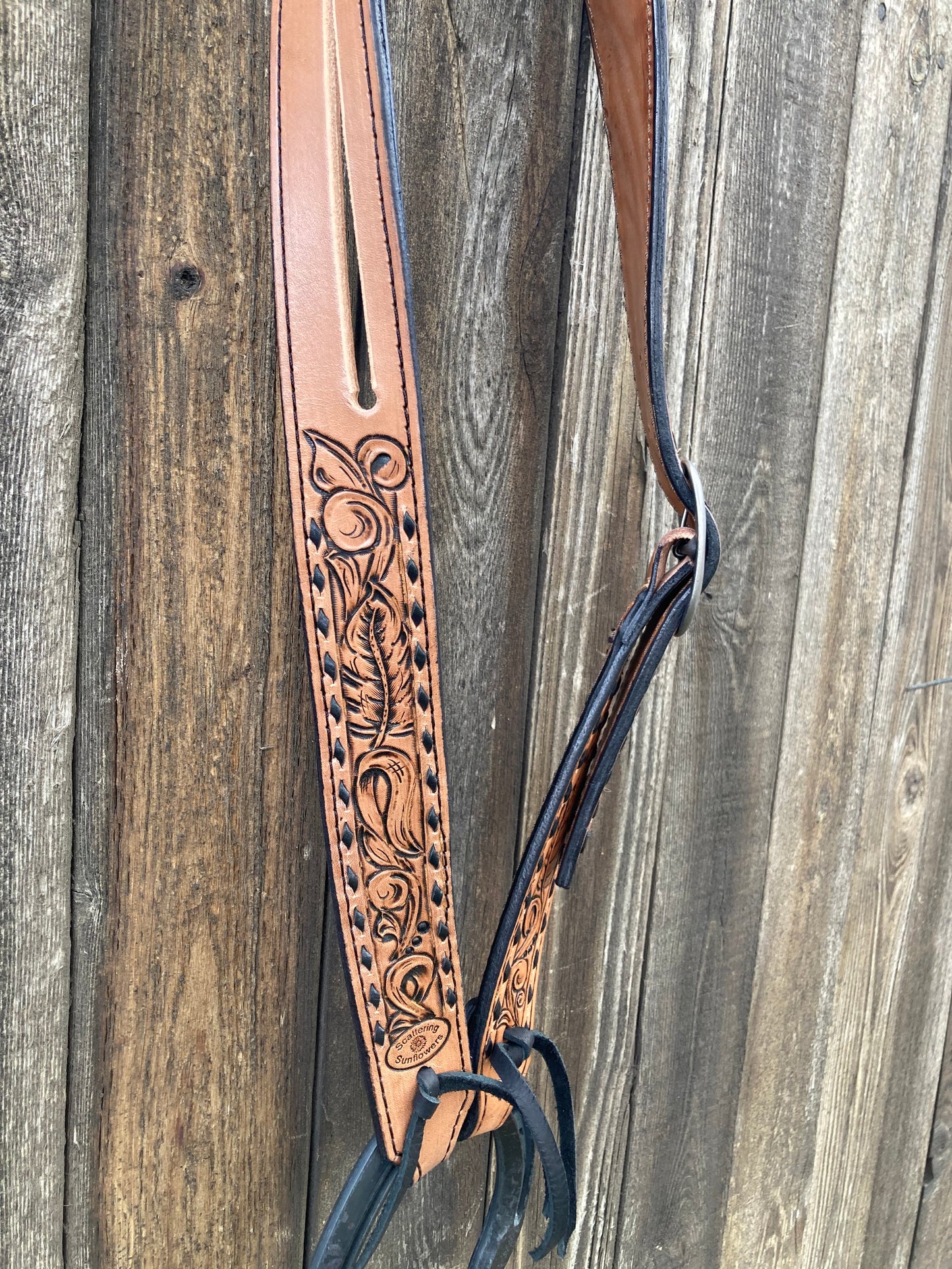 Split Ear Headstall with black buck stitch