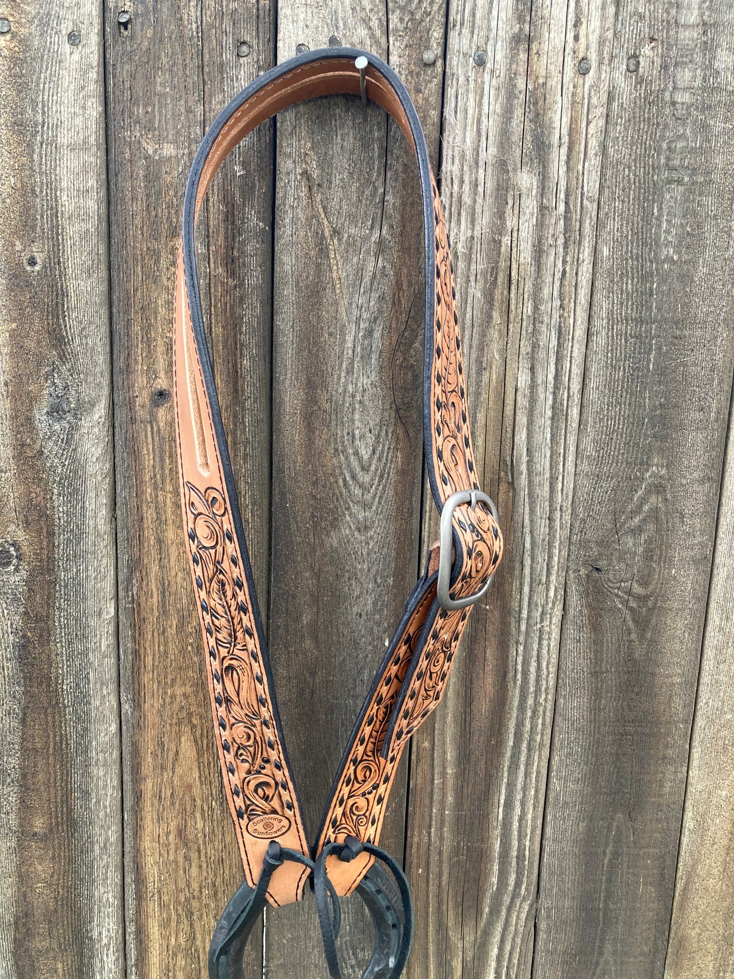 Split Ear Headstall with black buck stitch