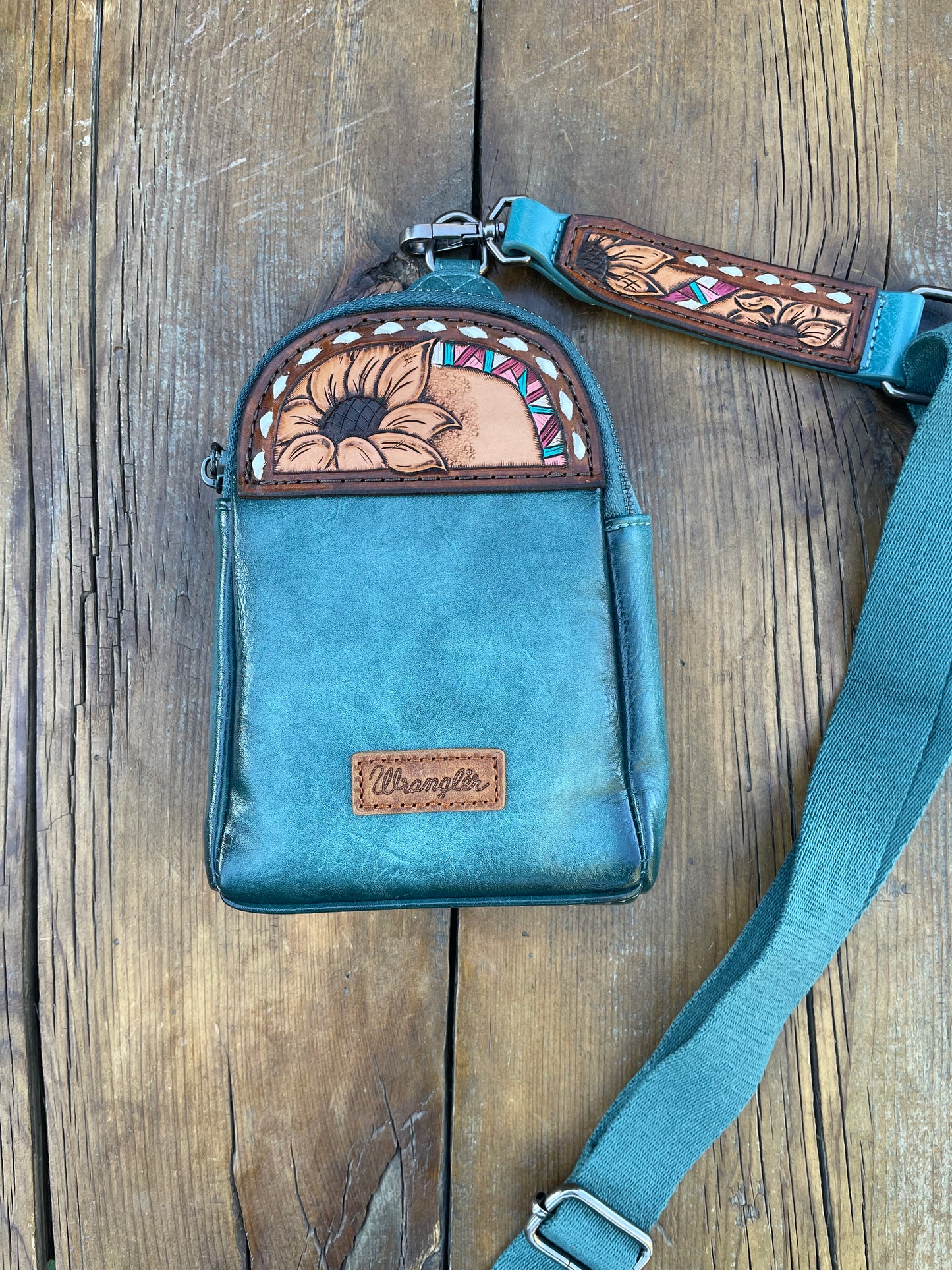 Small sling crossbody bag - turquoise