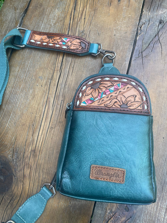 Small sling crossbody bag - turquoise