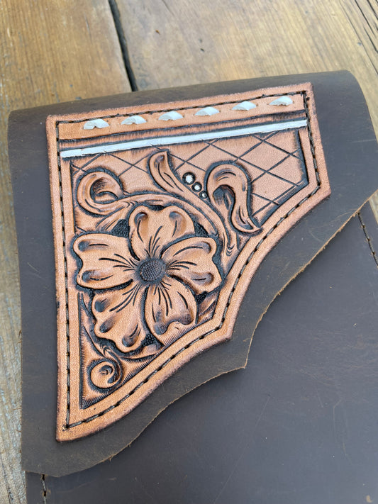 Saddle pouch cell phone holder