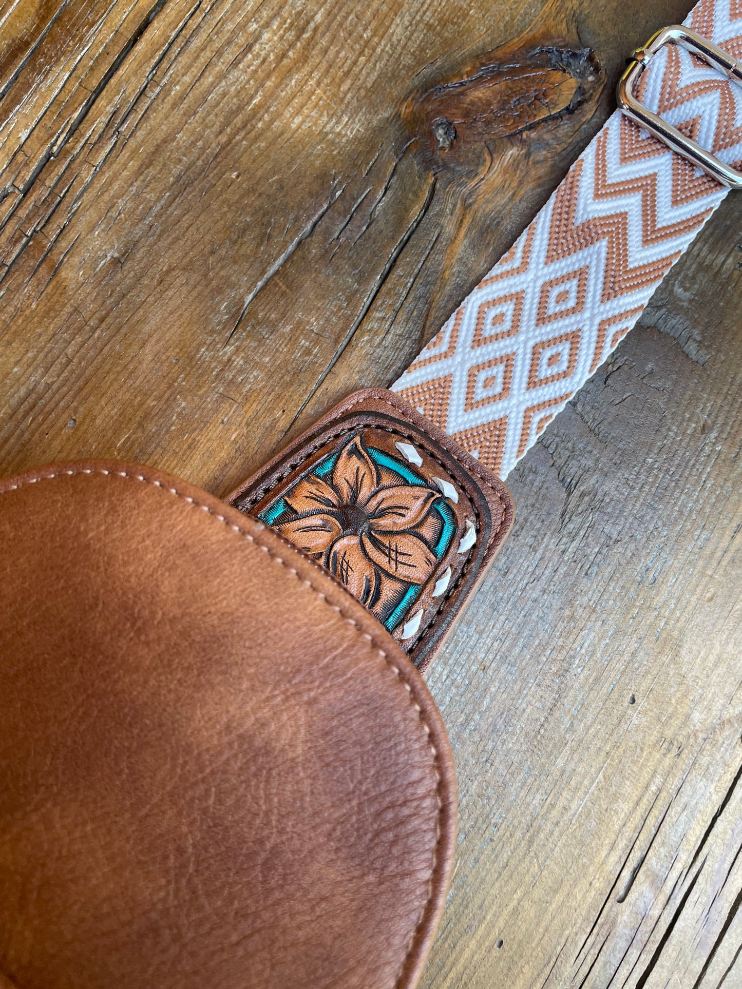 Sling crossbody bag - brown sunflower and aztec