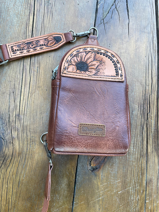 Small sling crossbody bag - brown
