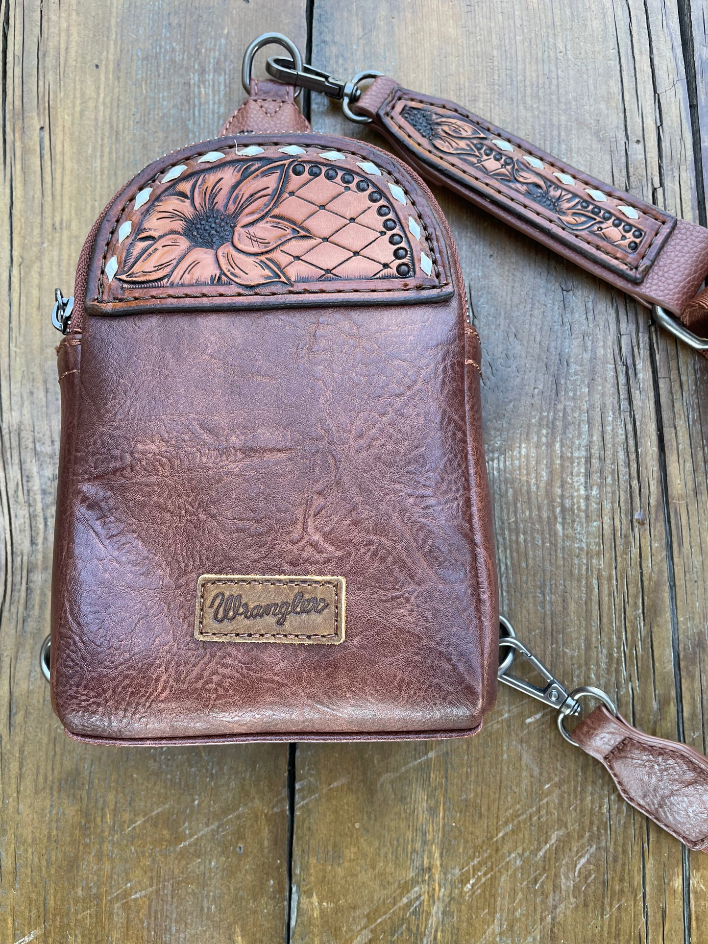 Small sling crossbody bag - brown with