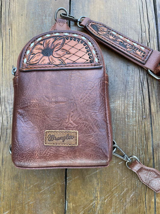 Small sling crossbody bag - brown with