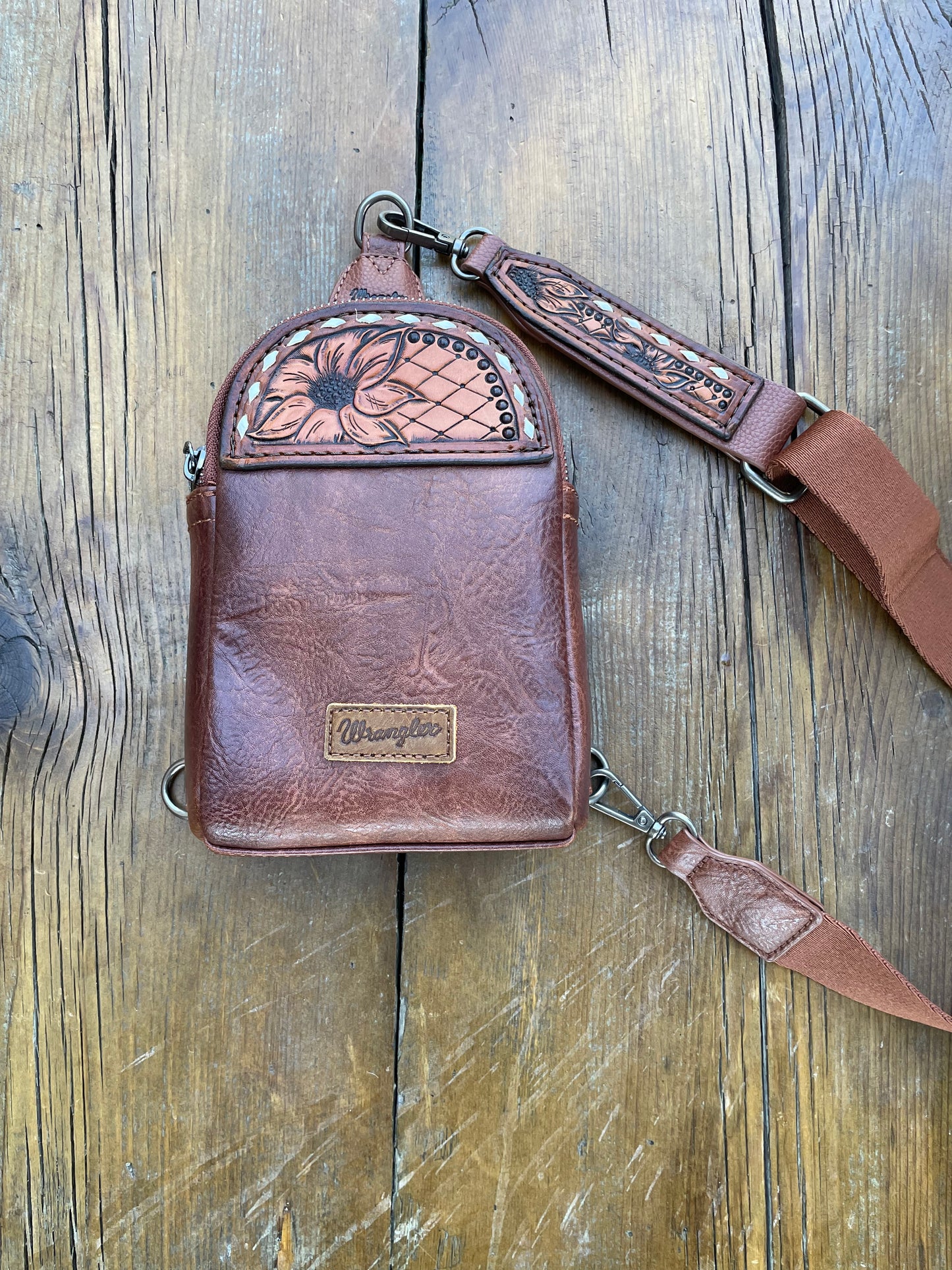 Small sling crossbody bag - brown with