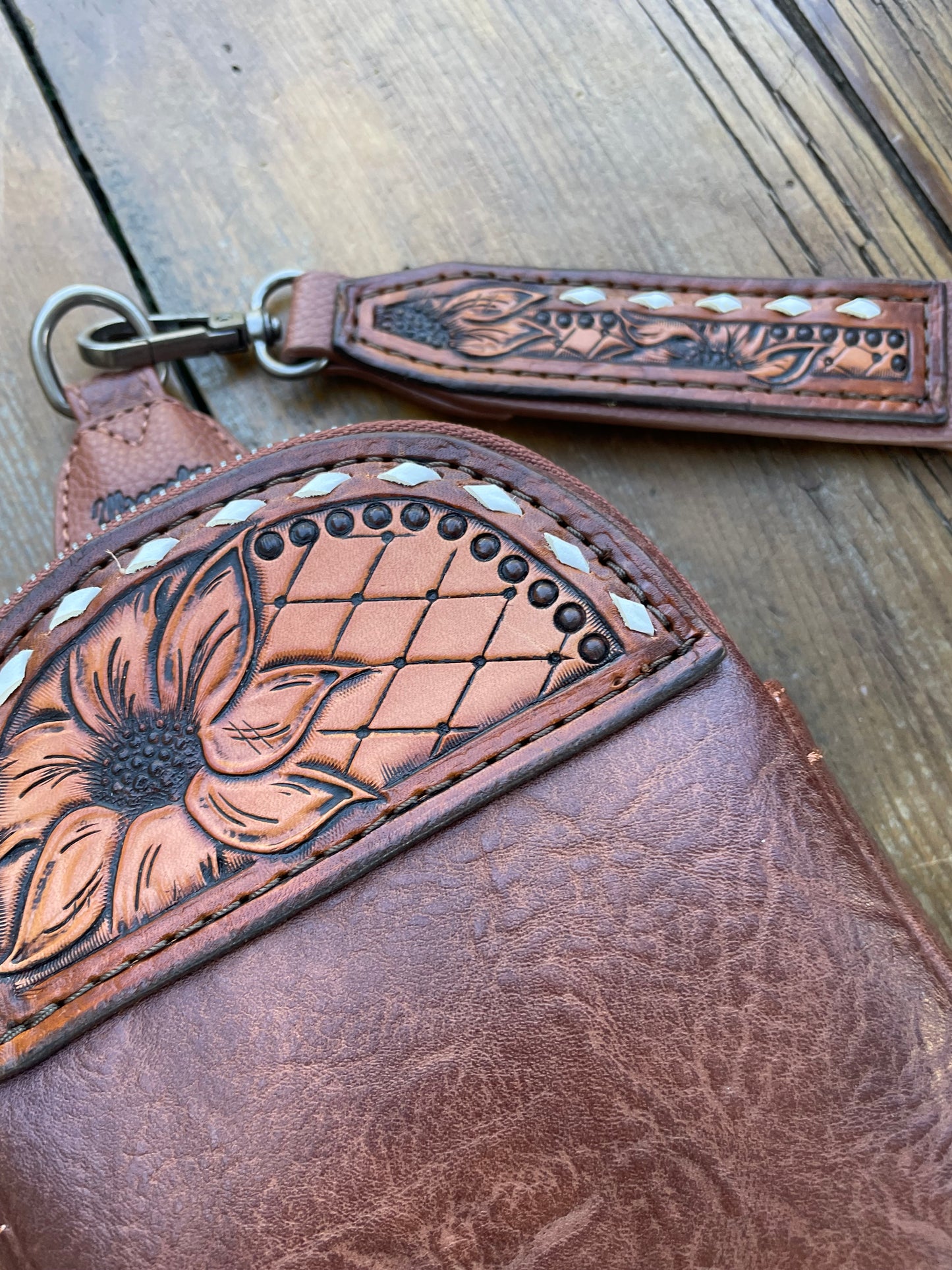 Small sling crossbody bag - brown with