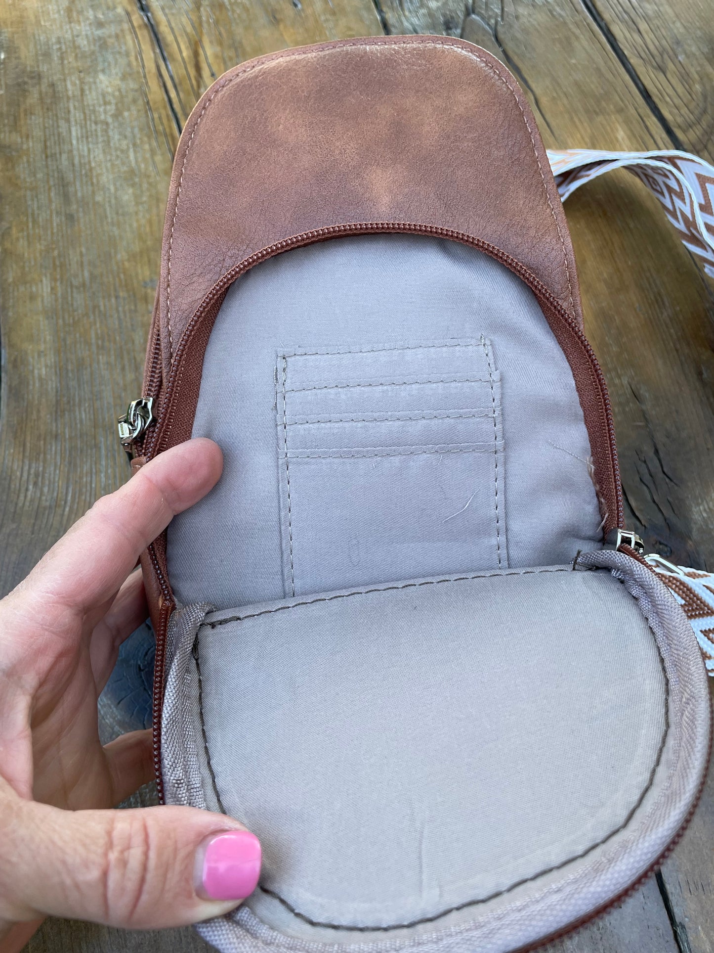 Sling crossbody bag - brown floral