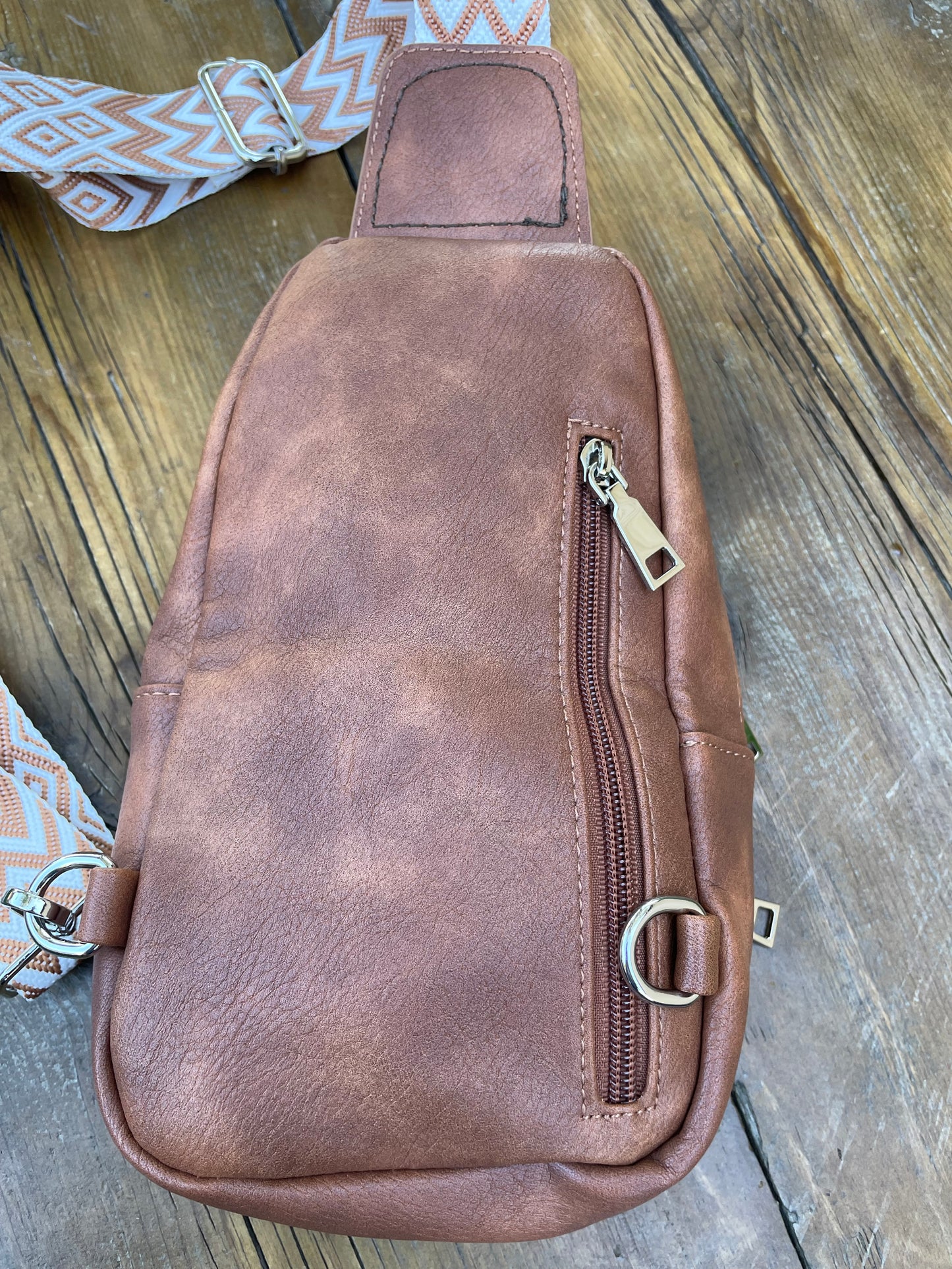 Sling crossbody bag - brown floral