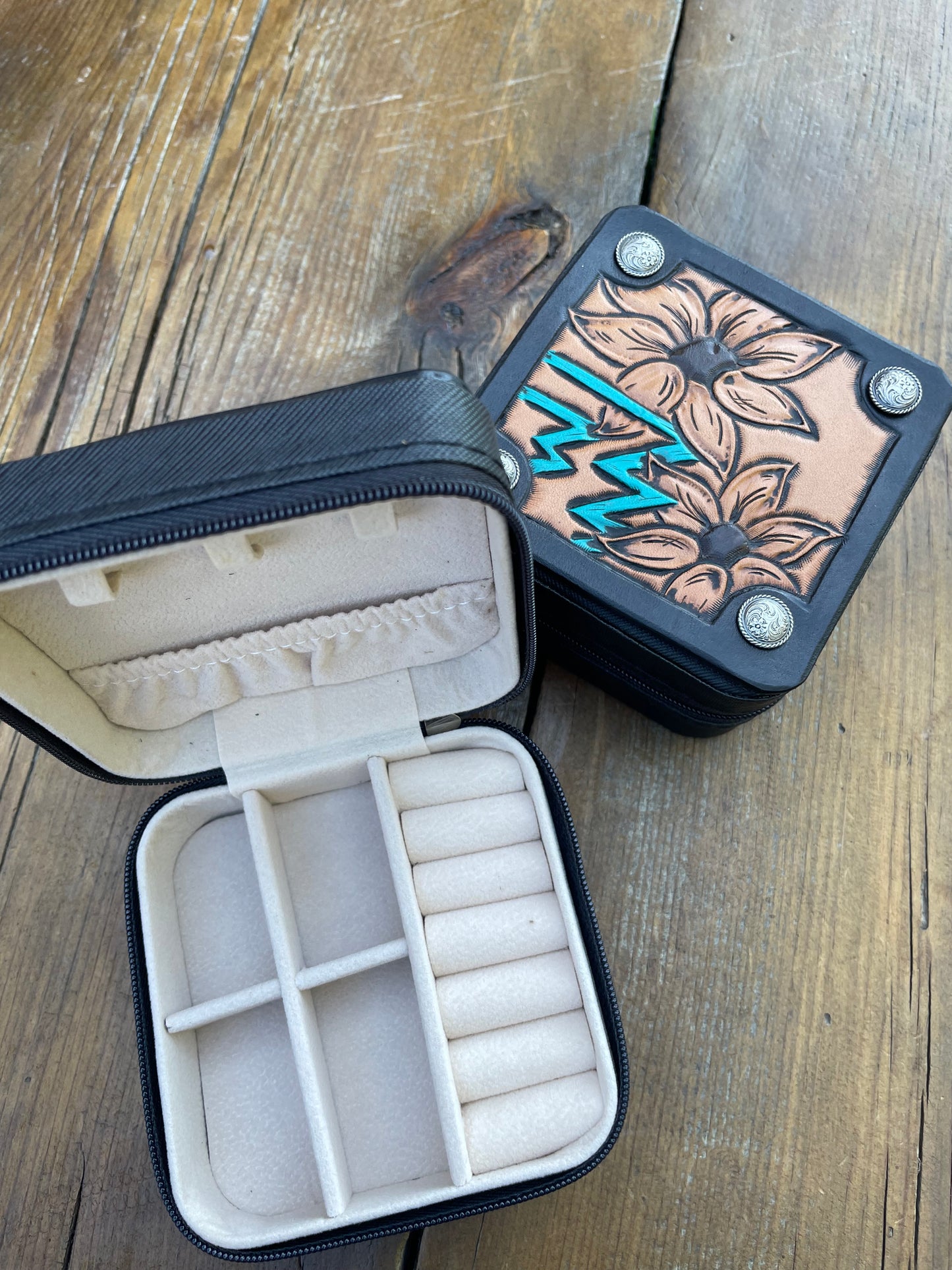 Mini Travel Jewelry Box turquoise Aztec