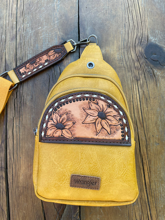 Sling crossbody bag - yellow sunflowers